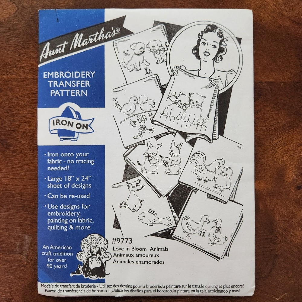 Aunt Martha's 9773 Love in Bloom Animals Embroidery Iron On Transfer Pattern