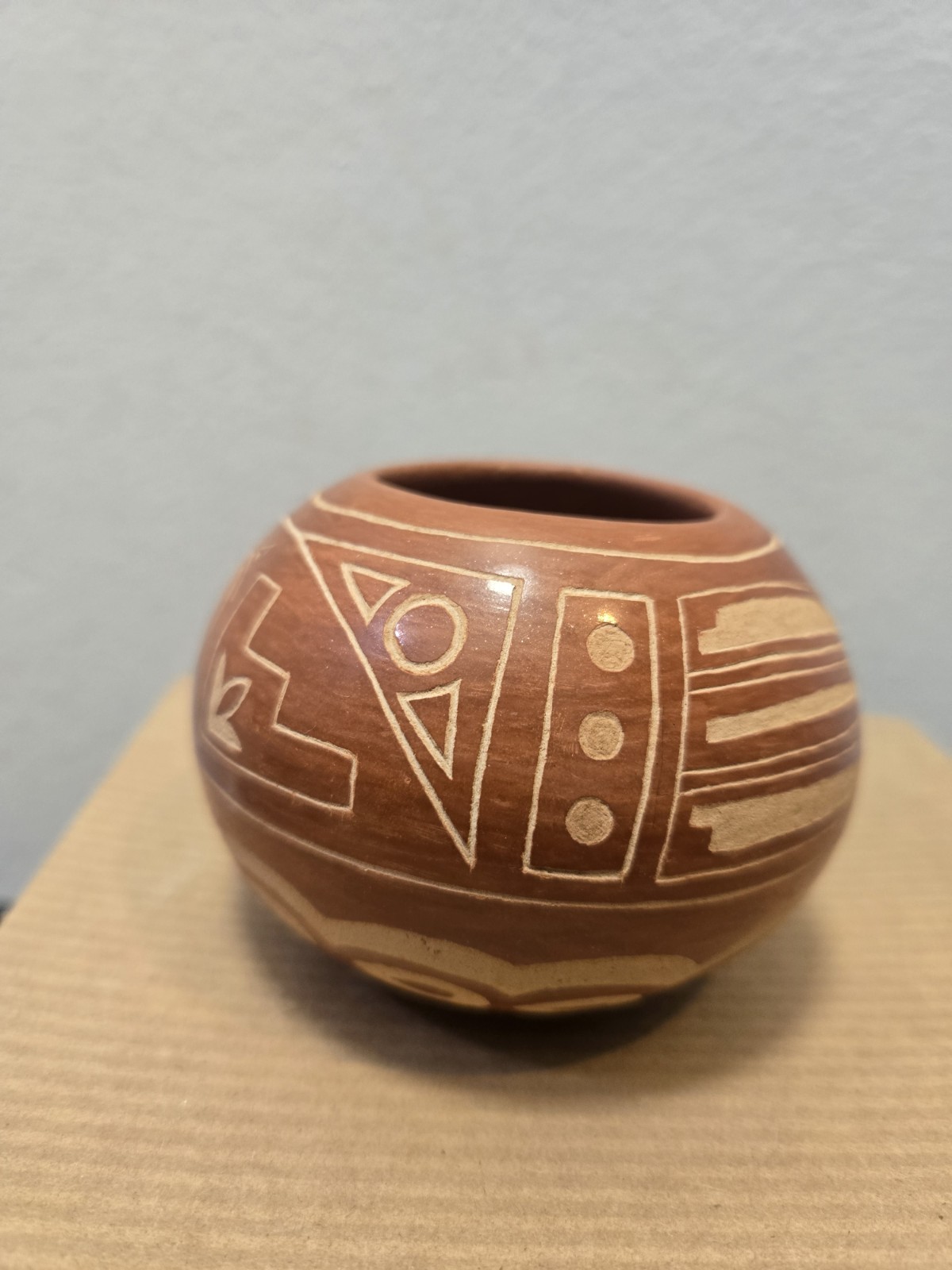 Hand Etched Design Pot Signed MF Toledo (Jemez N. Mexico)