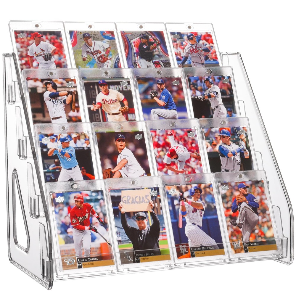 CELSOL Elevated 4 Tier Clear Acrylic Card Display Stand for Trading CLEAR
