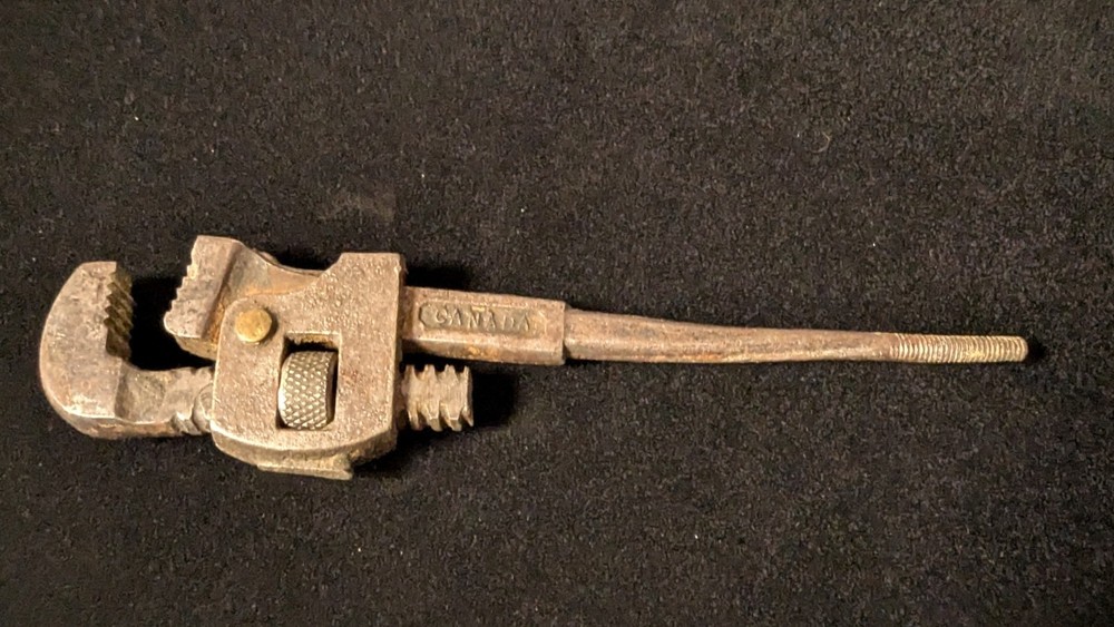Vintage Adjustable Pipe Wrench w/ Spike Handle Canada