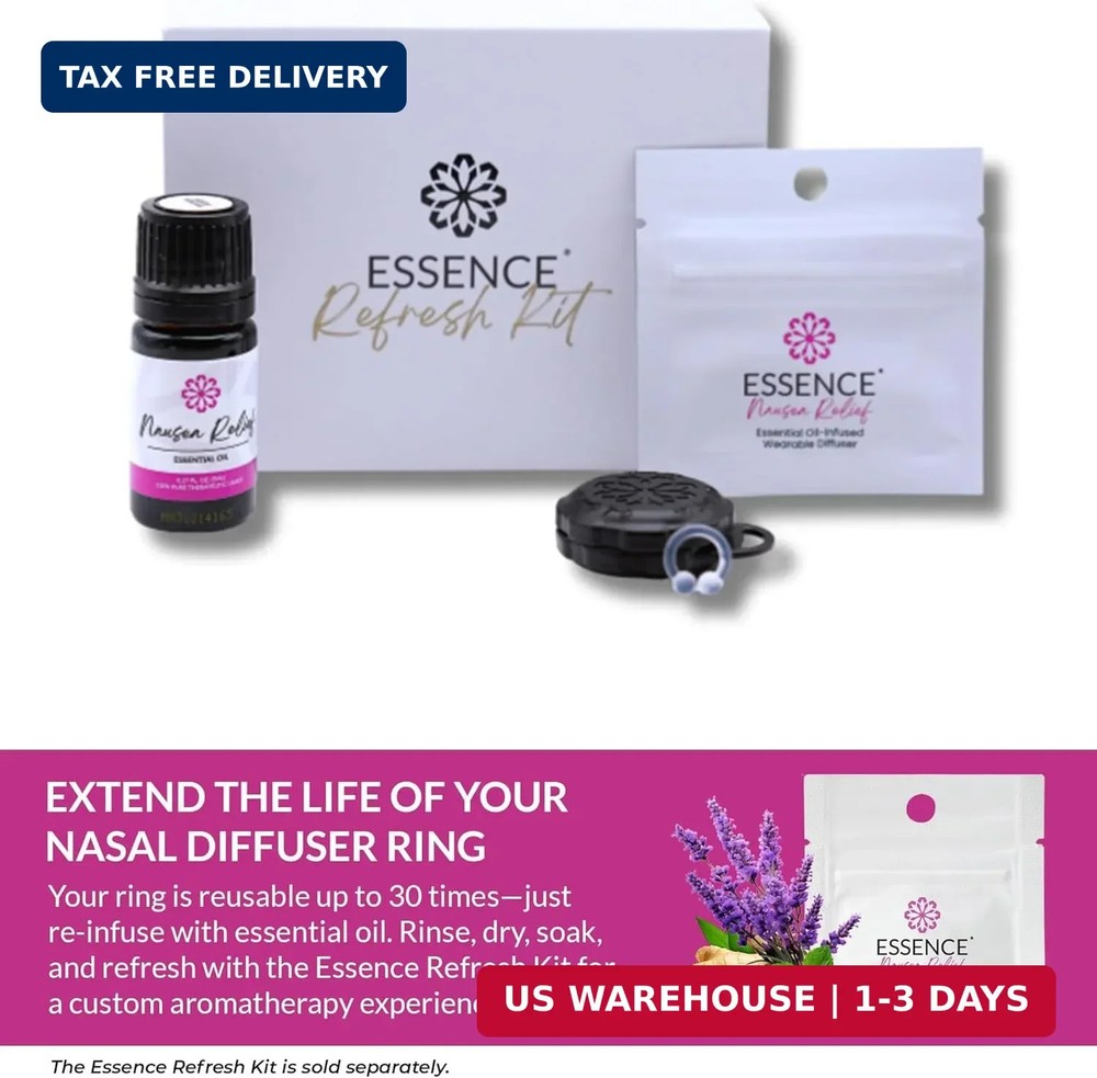 Aromatherapy Nasal Diffuser Wearable Nausea Relief 3Pack Travel Work Use