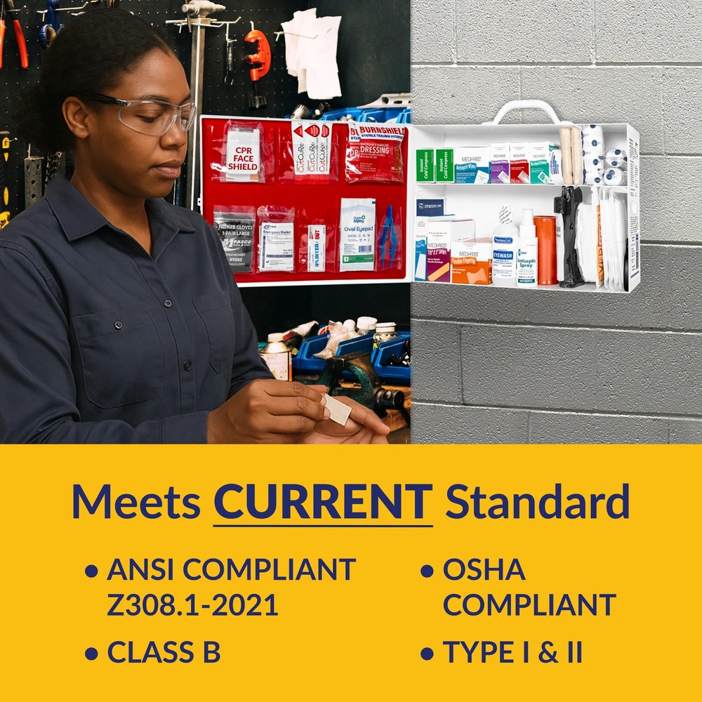 2 Shelf Metal First Aid Kit Osha Class B