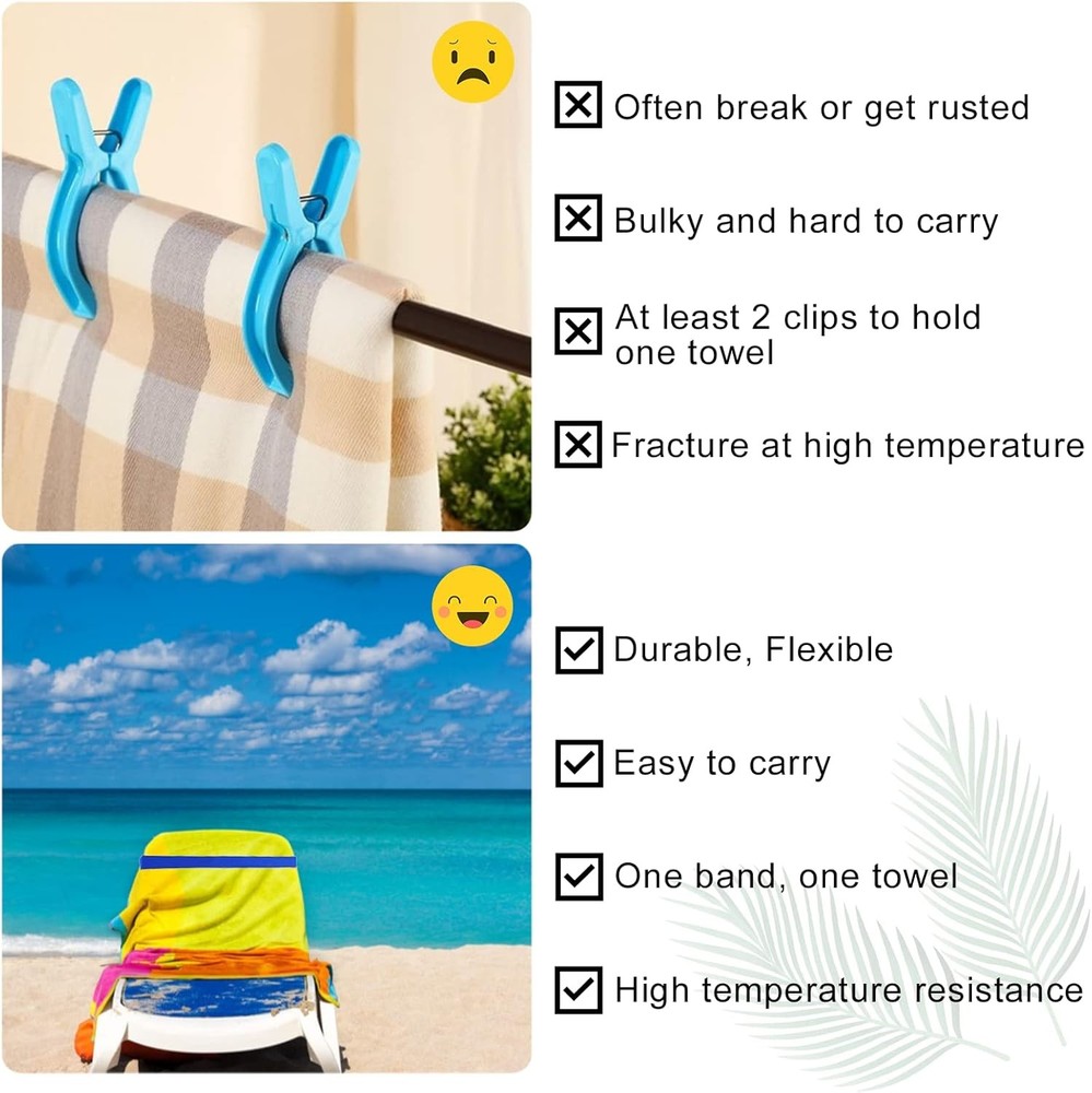 4 Pack Towel Bands, Bands for 4 Wind Proof, Blue & Sky