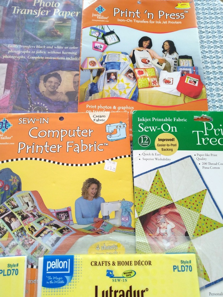 Lot 8 pkgs COMPUTER PRINTER FABRIC crafts, printable fabric, photo transfer