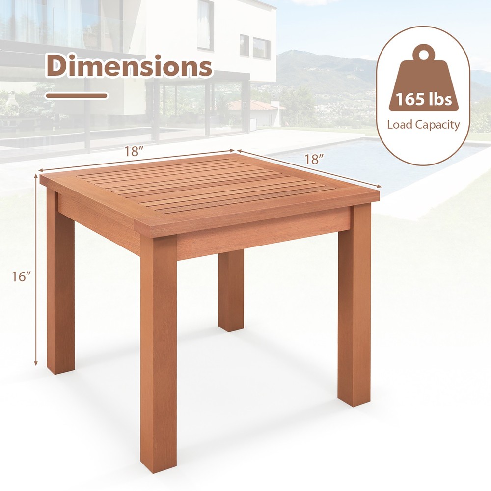 2PCS Outdoor Adirondack Side Table 18" Square End Table w/ Slatted Tabletop