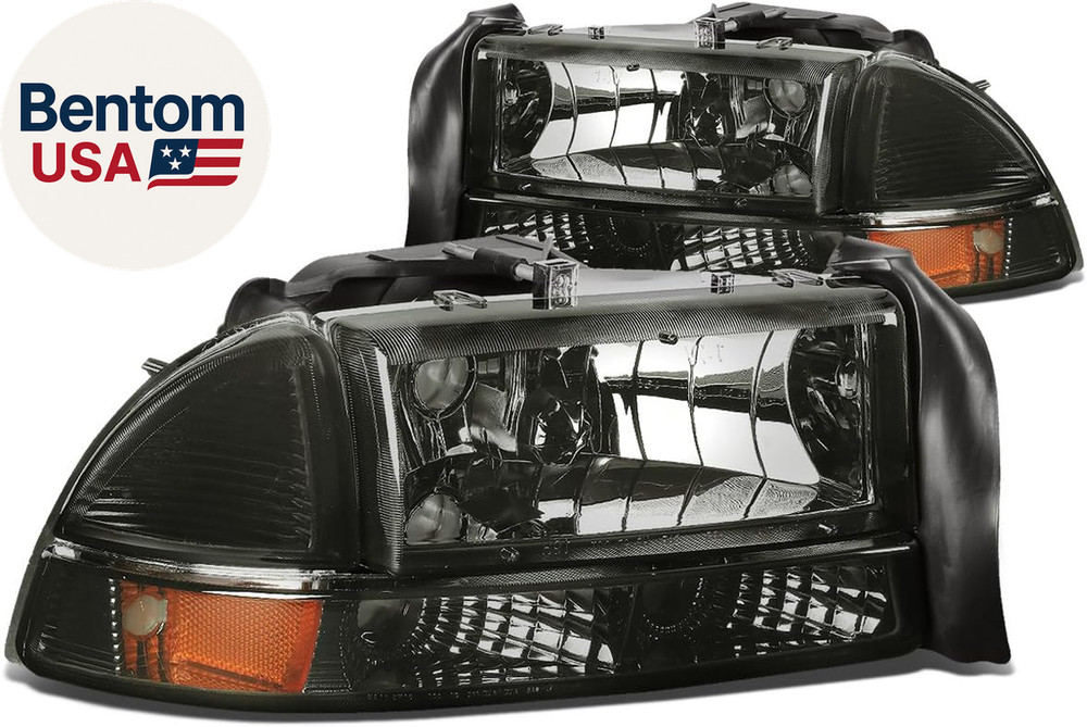 Pair Headlights Compatible with 97-04 Dodge Dakota / 98-03 Durango, Driver & Pas