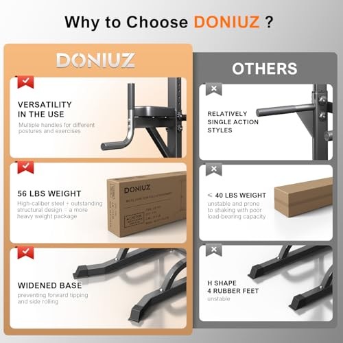 Power Tower Pull Up Bar and Dip Station, Multi-Function Home Gym, Black-02