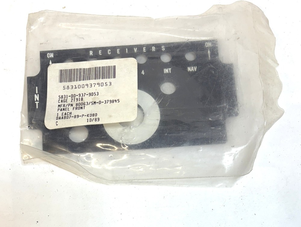 MILITARY AIRCRAFT PANEL, FRONT, C-1611 INTERCOM CONTROL NOS