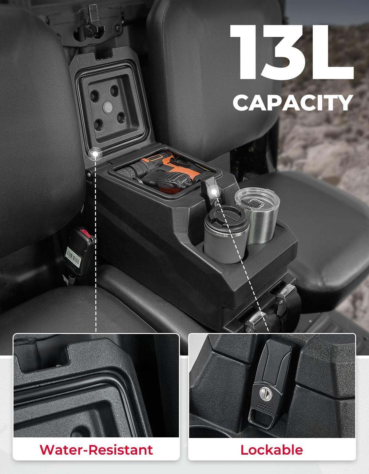 Bench Seat Center Console Armrest Box For Can am Defender HD5 HD8 HD9 HD10 MAX