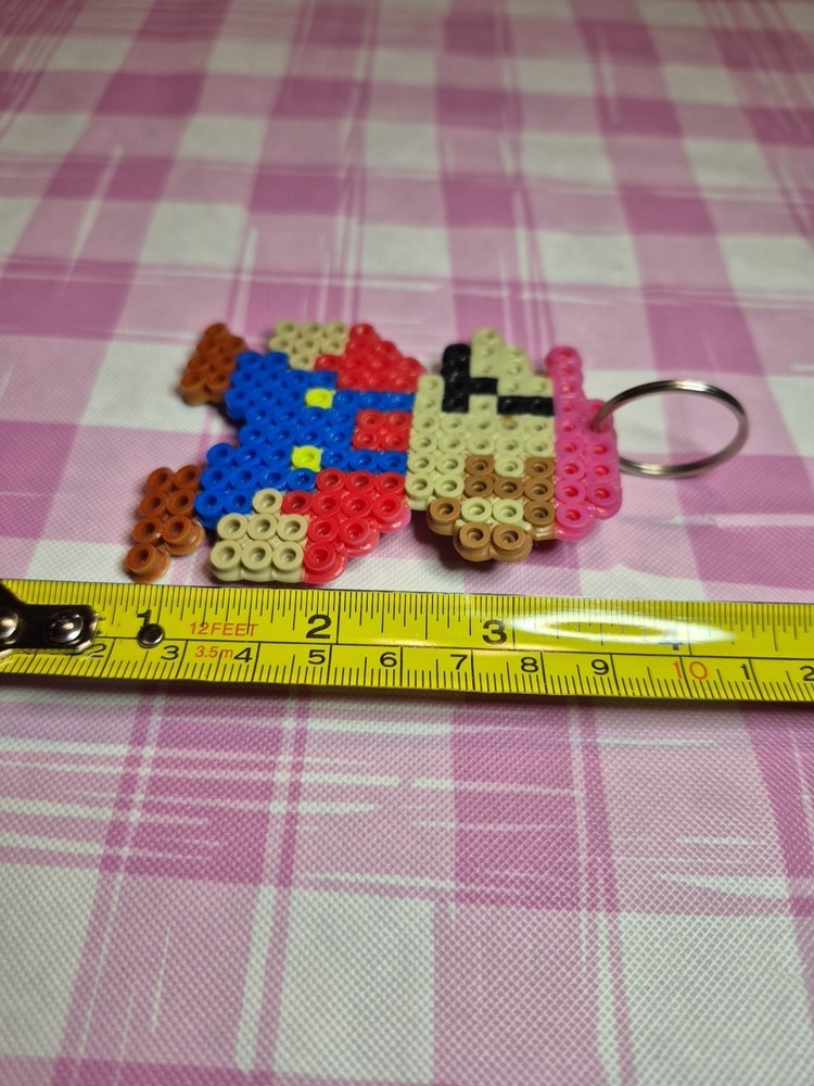 Handmade Perler Bead Keychains Super Mario Red/Blue Mario