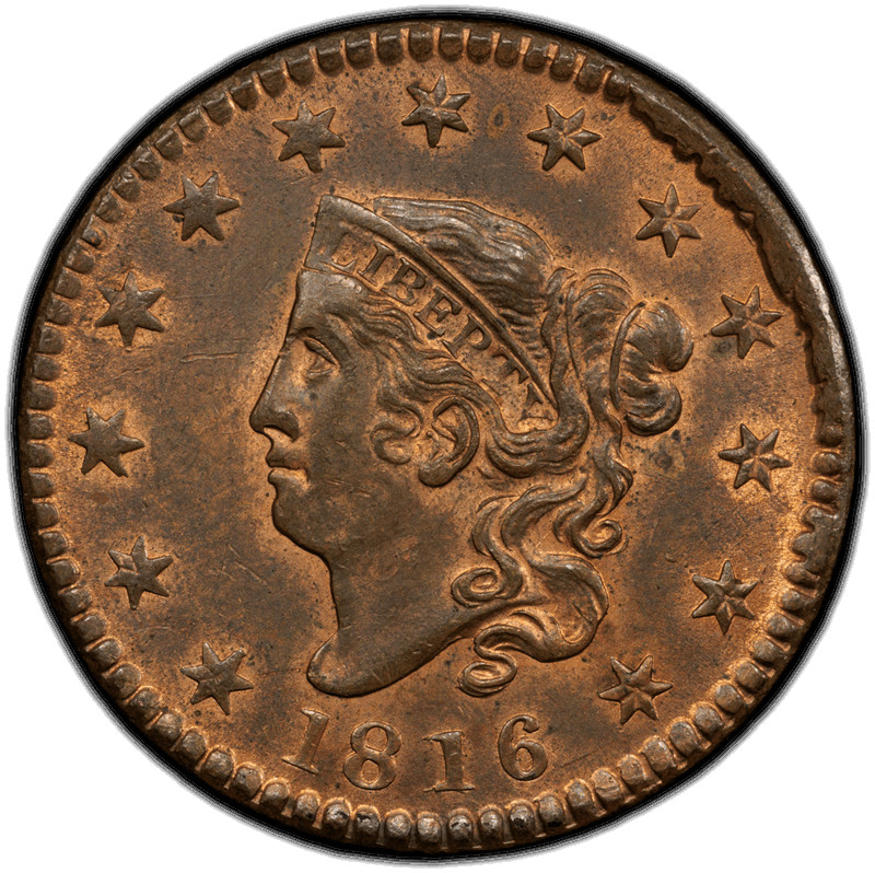 1816 1C PCGS MS 63 RB CAC