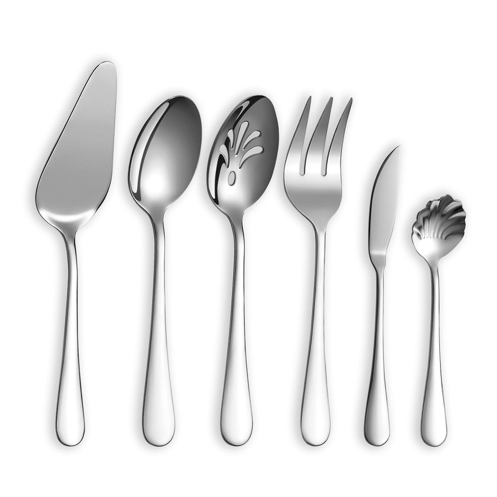Silverware Serving Set 6 Pieces, Stainless Steel Serving Spoons Set, Flatware...