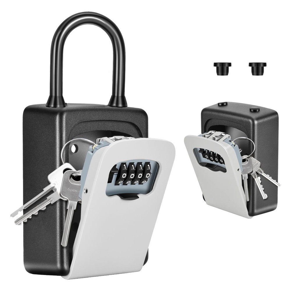 Portable Key Lock Box, Upgrade Clearly Visible Numbers, Lock Box Wall Mounted...