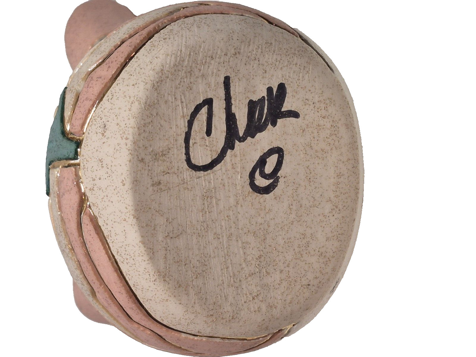 Native American Navajo Art Pottery Wedding Vase Signed Cactus With Gold Accents