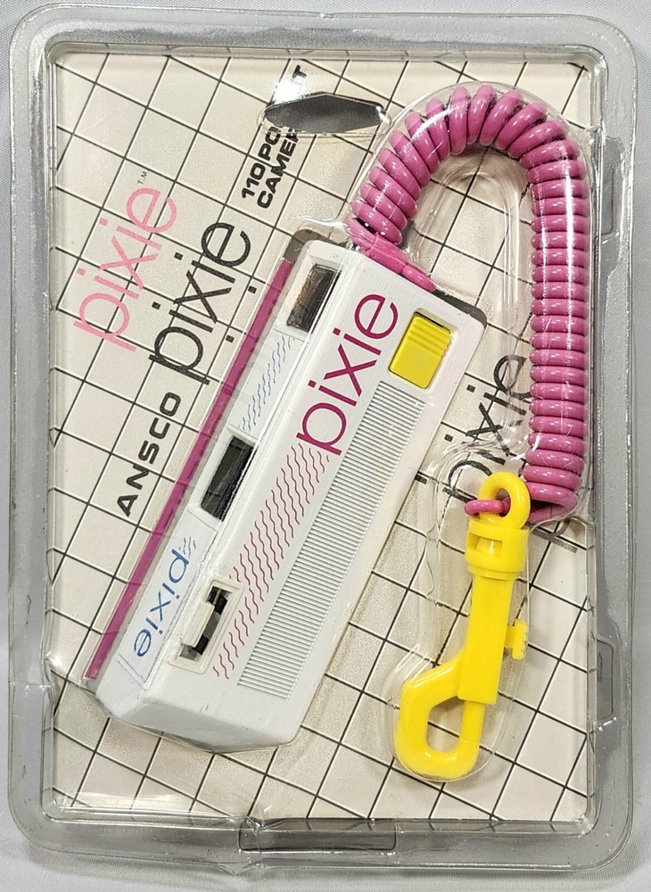 Vintage PIXIE POCKET CAMERA 110mm White Keychain ANSCO 1980s