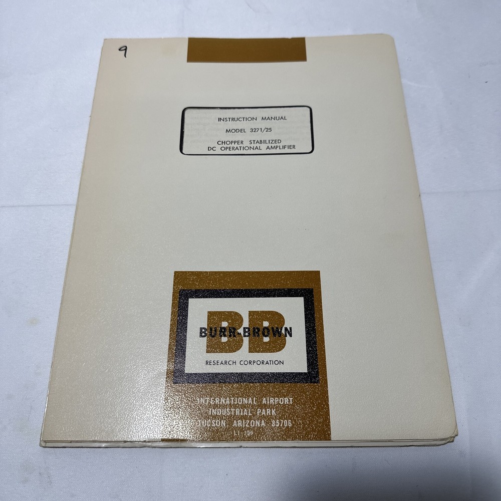 Burr-Brown 3271/25 Chopper Stabilized DC Operational Amplifier Instruction