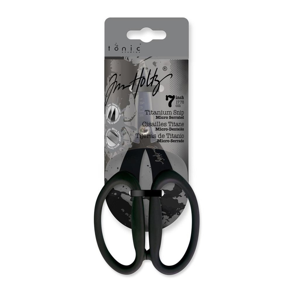 Tim Holtz Black Scissors Titanium Snip Micro Serrated 7" inch Tonic Studios NEW!