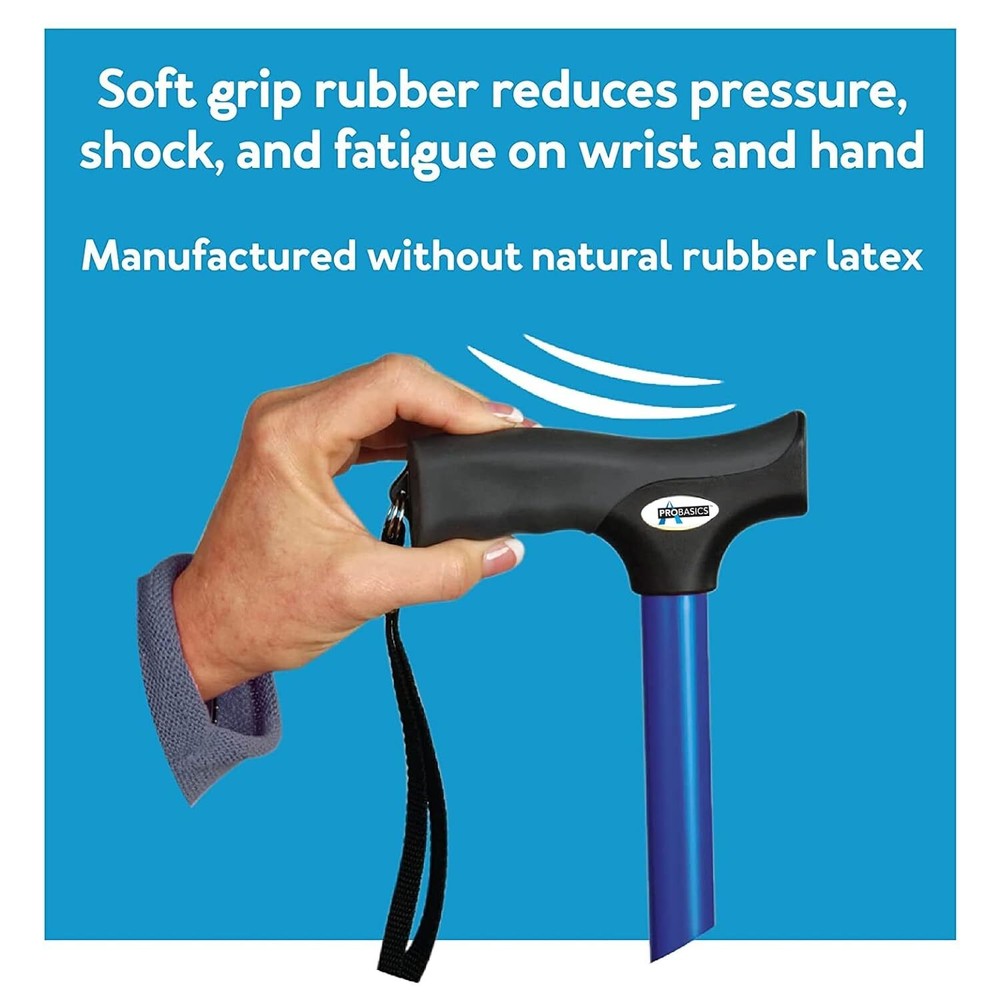 ProBasics Black Adjustable Folding Cane Durable and Portable