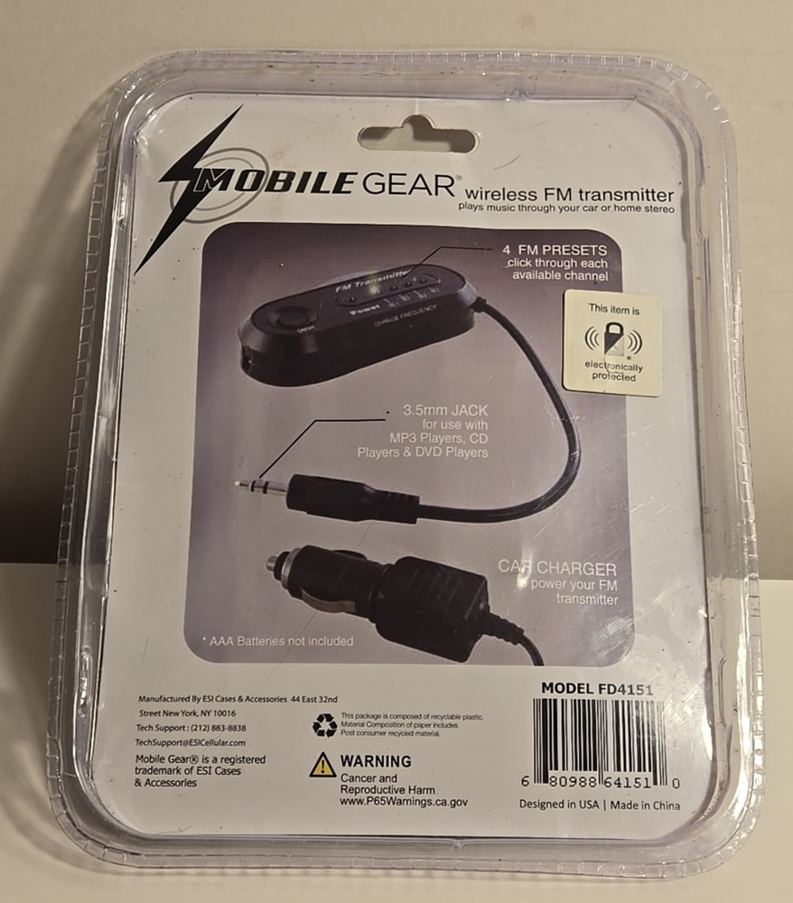 Mobile Gear Wireless FM Transmitter Car Use With MP3 Portable CD And DVD Black