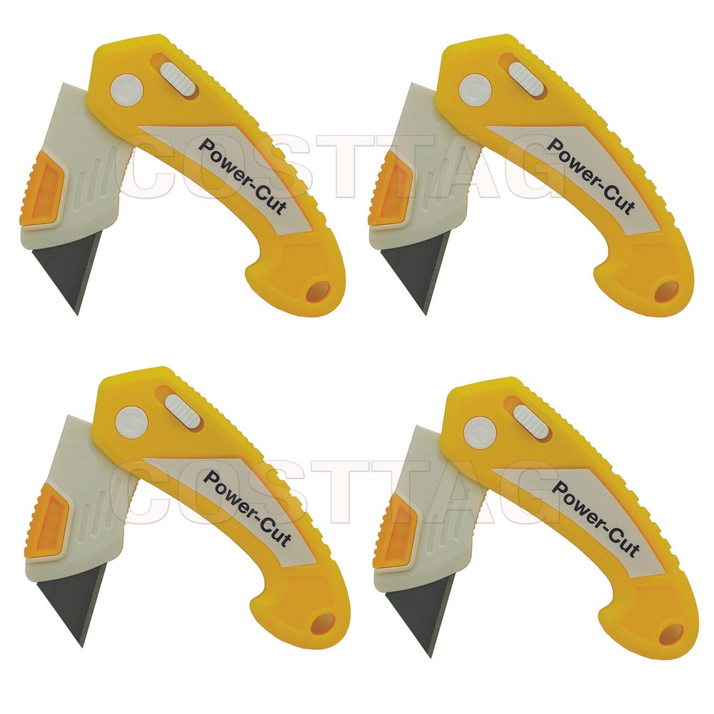 4-Pack Folding Utility Knife Box Cutter, Quick Change Blade with Lock Blade