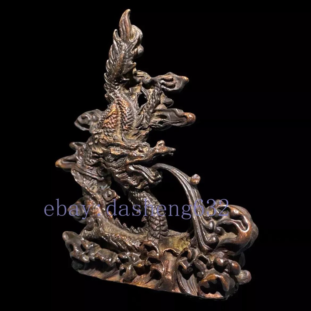 Rare Chinese bronze dragon Figure statue collection table decor