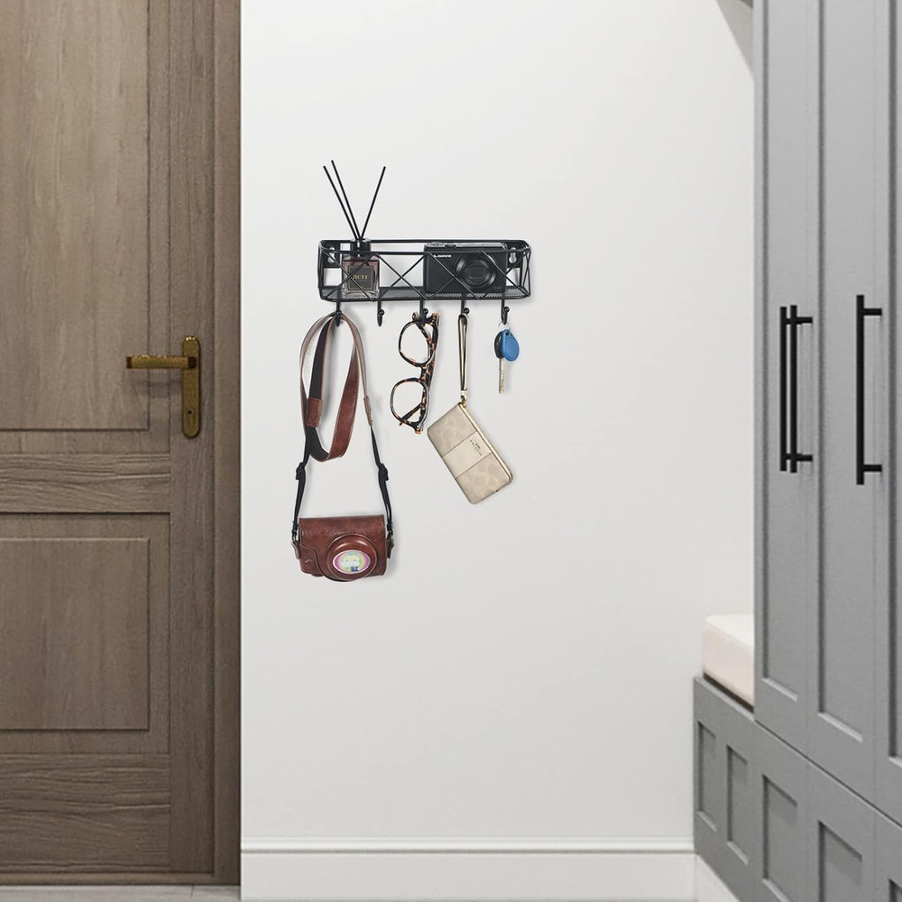 Key Holder for Wall Decorative,Entryway Key Hook,Wall Mounted Key Rack w/ 5 Hook