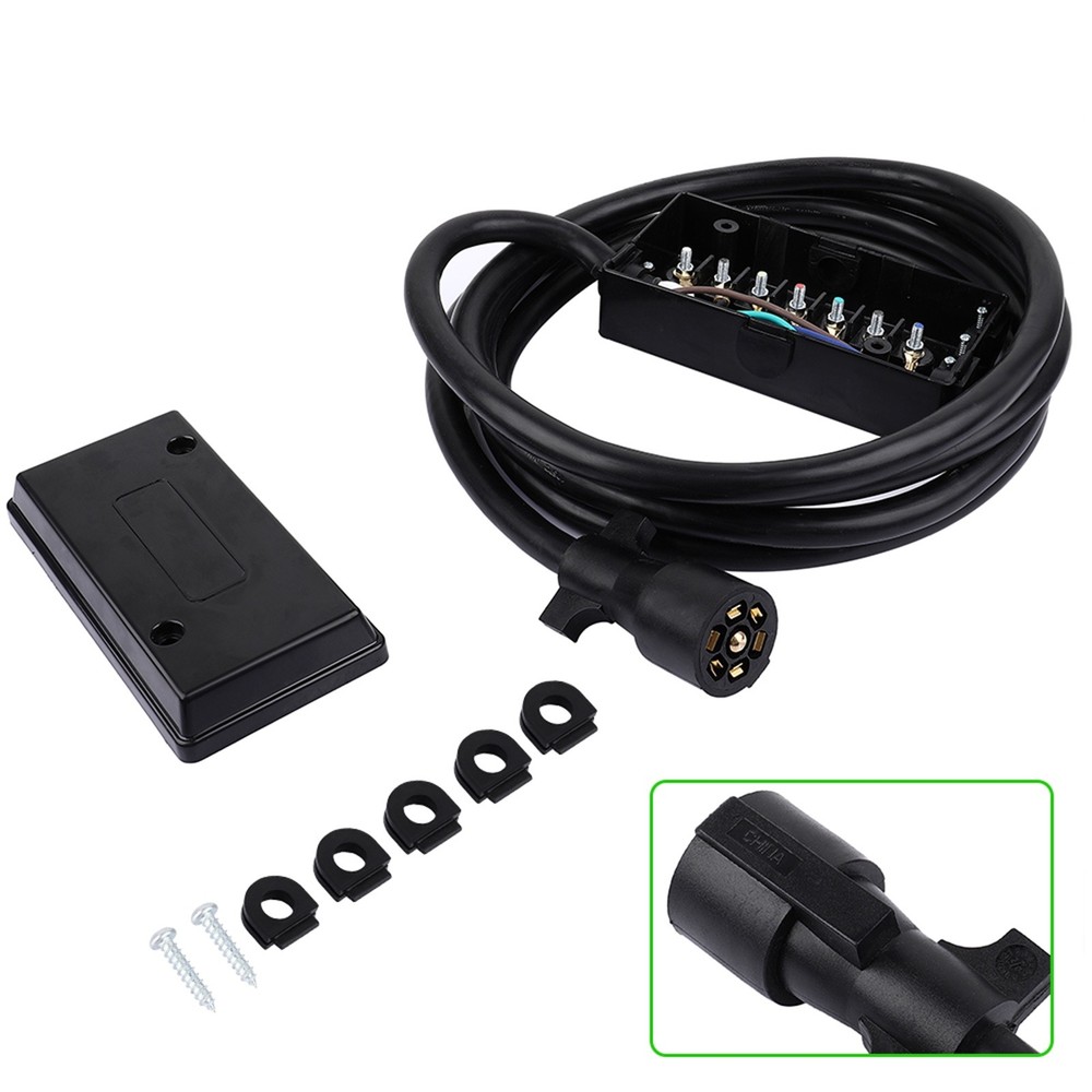 7 Way RV Trailer Harness & Wired Junction Box, 12ft