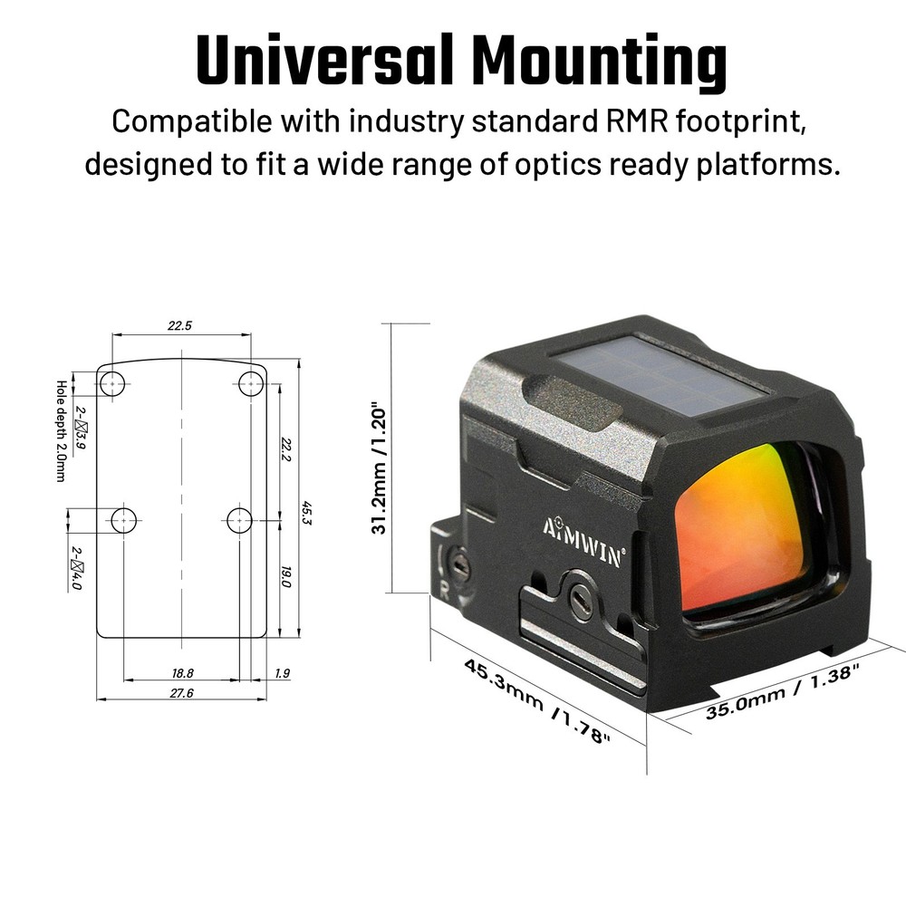AIMWIN PE320 Enclosed Red Dot Sight with SolarGuard 3 MOA Dot & 36 MOA Circle