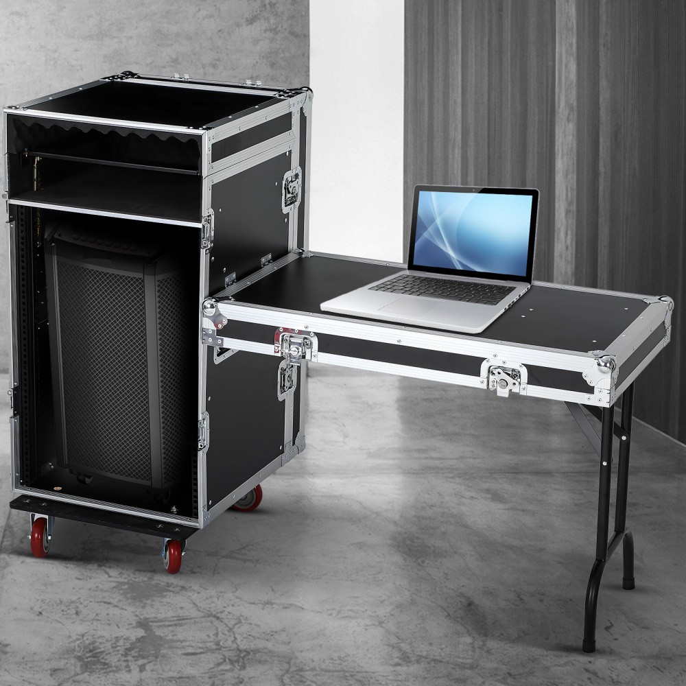 16U DJ Road Case Flight Case Tilted Mixer Stand & Work Table,Studio Rack Cabinet