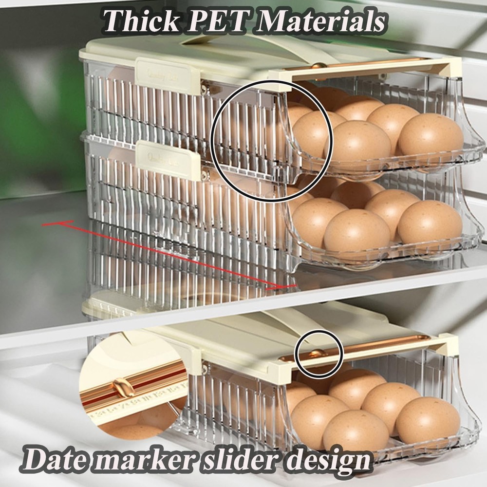 Stackable 2-Tier Egg Storage Container with Freshness Tracker - 8 Eggs Capacity