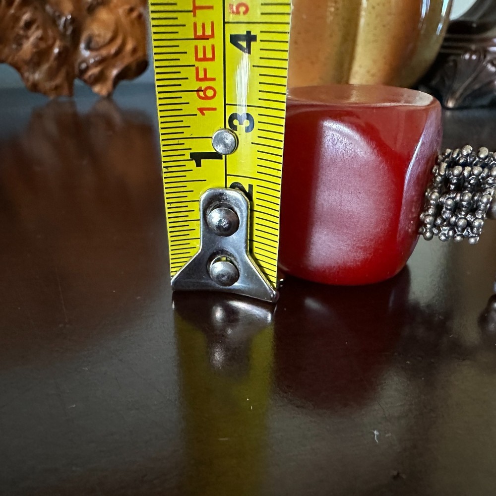 Large Cherry Red Bakelite Dice Shape Bead Pendant 44g