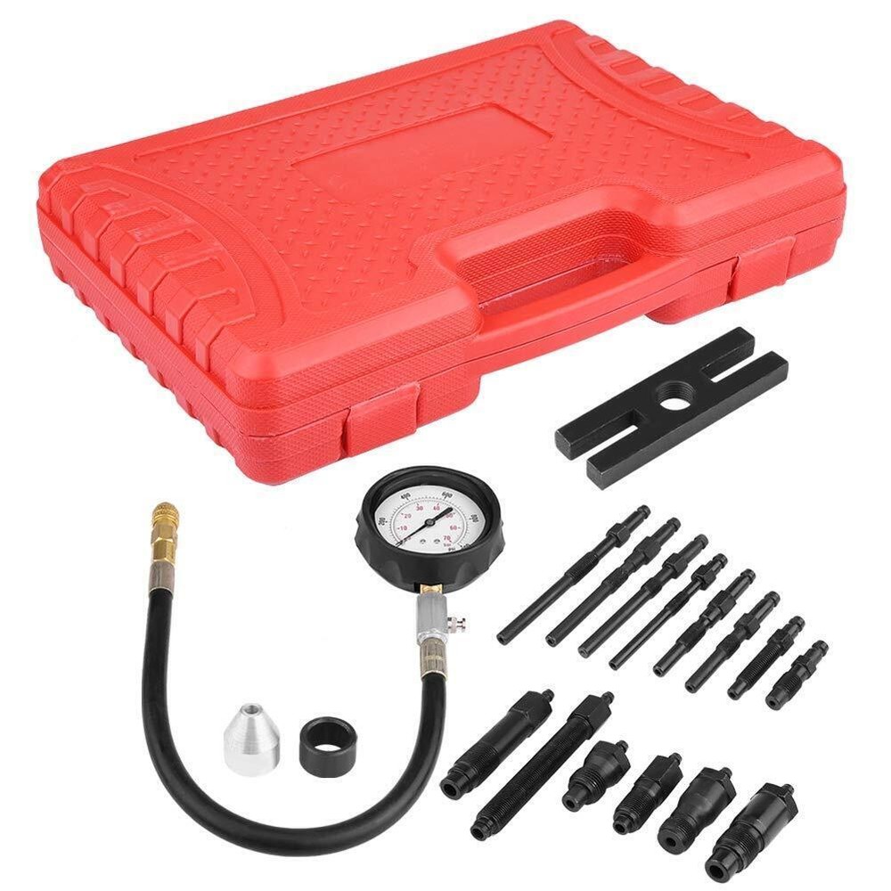16Pcs Diesel Engine Cylinder Compression Gauge Tester Pressure Test Tool Kit