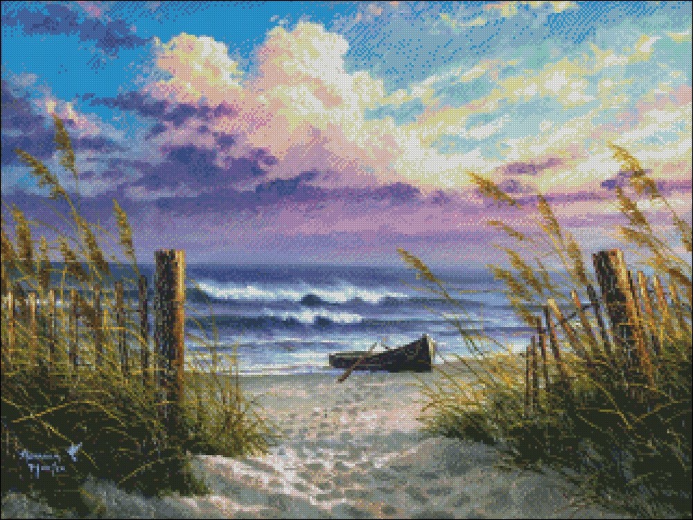 Waiting for a New Day - Chart Counted Cross Stitch Patterns Needlework DIY DMC