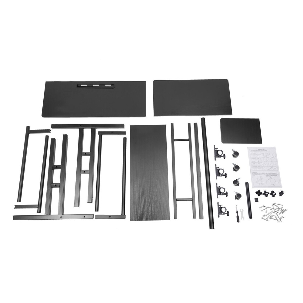 Rolling Laptop Desk Adjustable Height Office Computer Table Stand Up Workstation