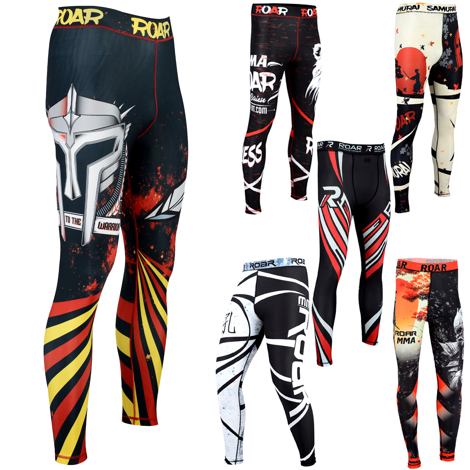 ROAR MMA Legging BJJ Athletic Spats Tights Compression Base Layer Sports Workout