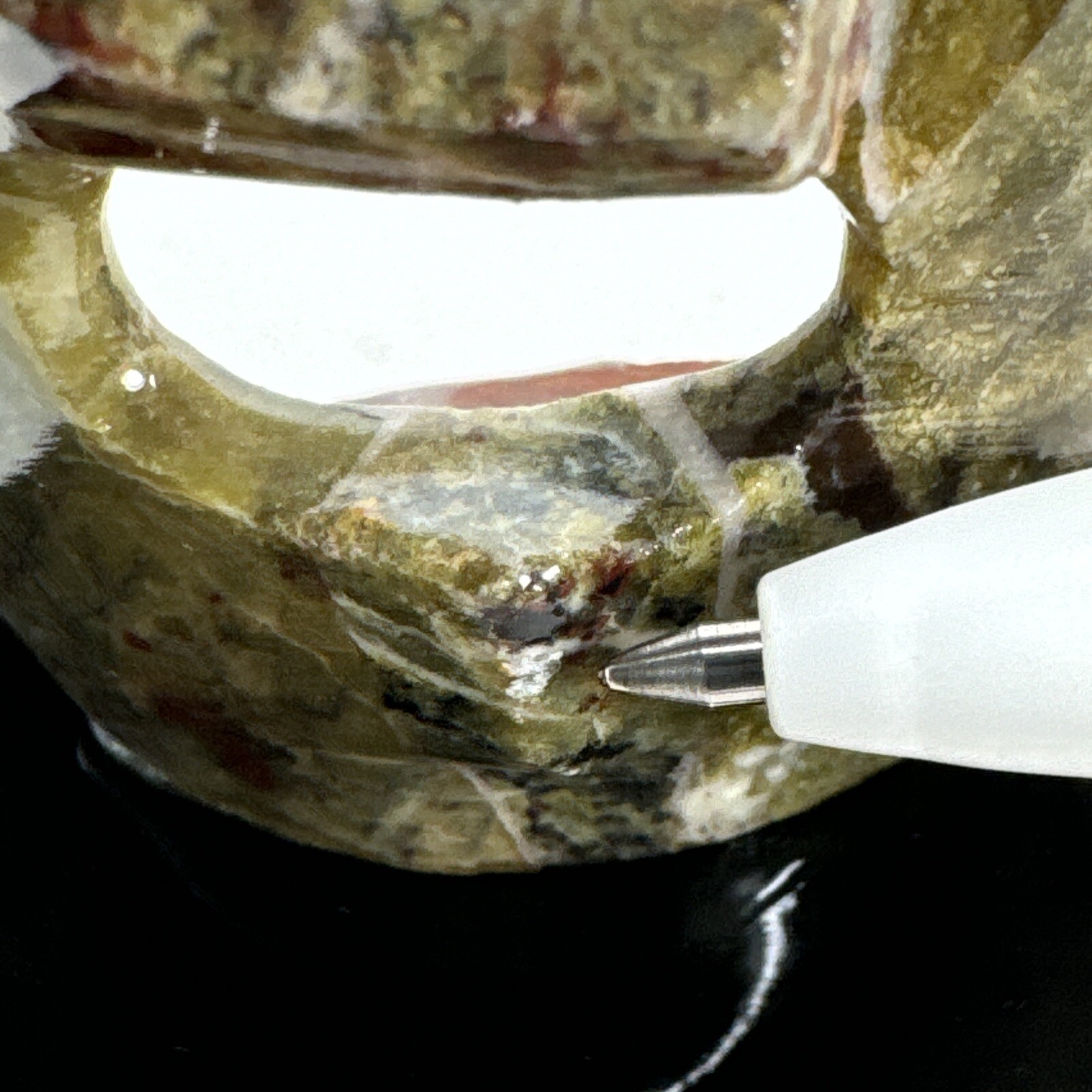 Mexican Mayan Tribal Burial Face Mask Green Stones Mixed Abalone Shell Onyx Base