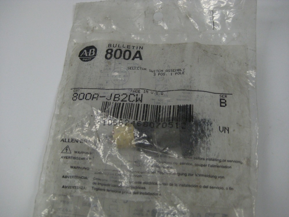 ALLEN BRADLEY 800A-JB2CW SER.B SELECTOR SWITCH ASSEMBLY NSMP