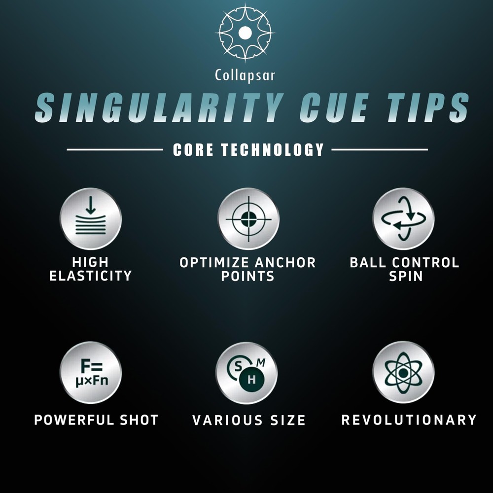 14mm Black Layer Pigskin Pool Cue Tips M - 1 pc, Individual Packaging