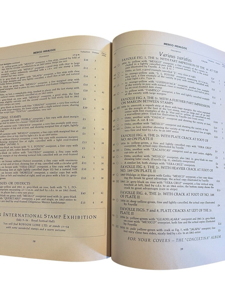 1960 Robson Lowe Mexico Auction Catalogue - Quast Hidalgo & Eagles Collection