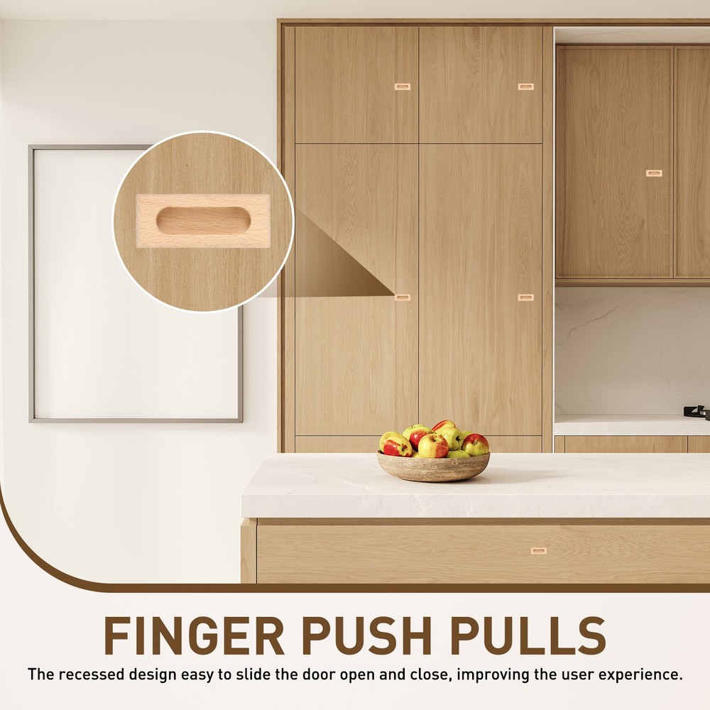 2pcs Wood Recessed Concealed Handle 4.72"x1.57"x0.59" Painted Pulls Rectangle