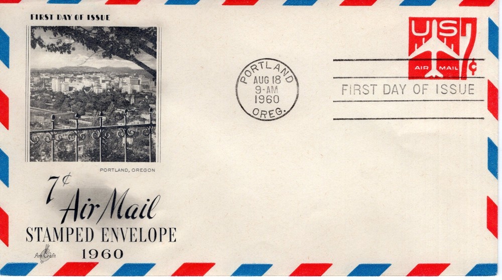 7 CENT AIR MAIL STAMPED ENVELOPE  - 1960 - DC1315