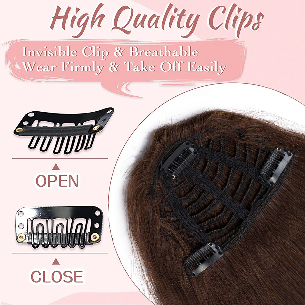 Clip In 100% Remy Air Thick Fringe Bangs Human Hair Extensions Hairpiece Topper