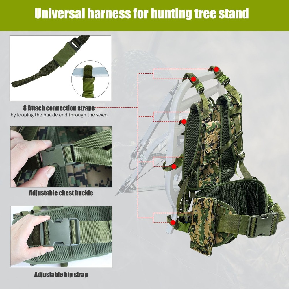 Treerit Tree Stand Carrier Backpack with Padded Straps, 8 Connection Points &...