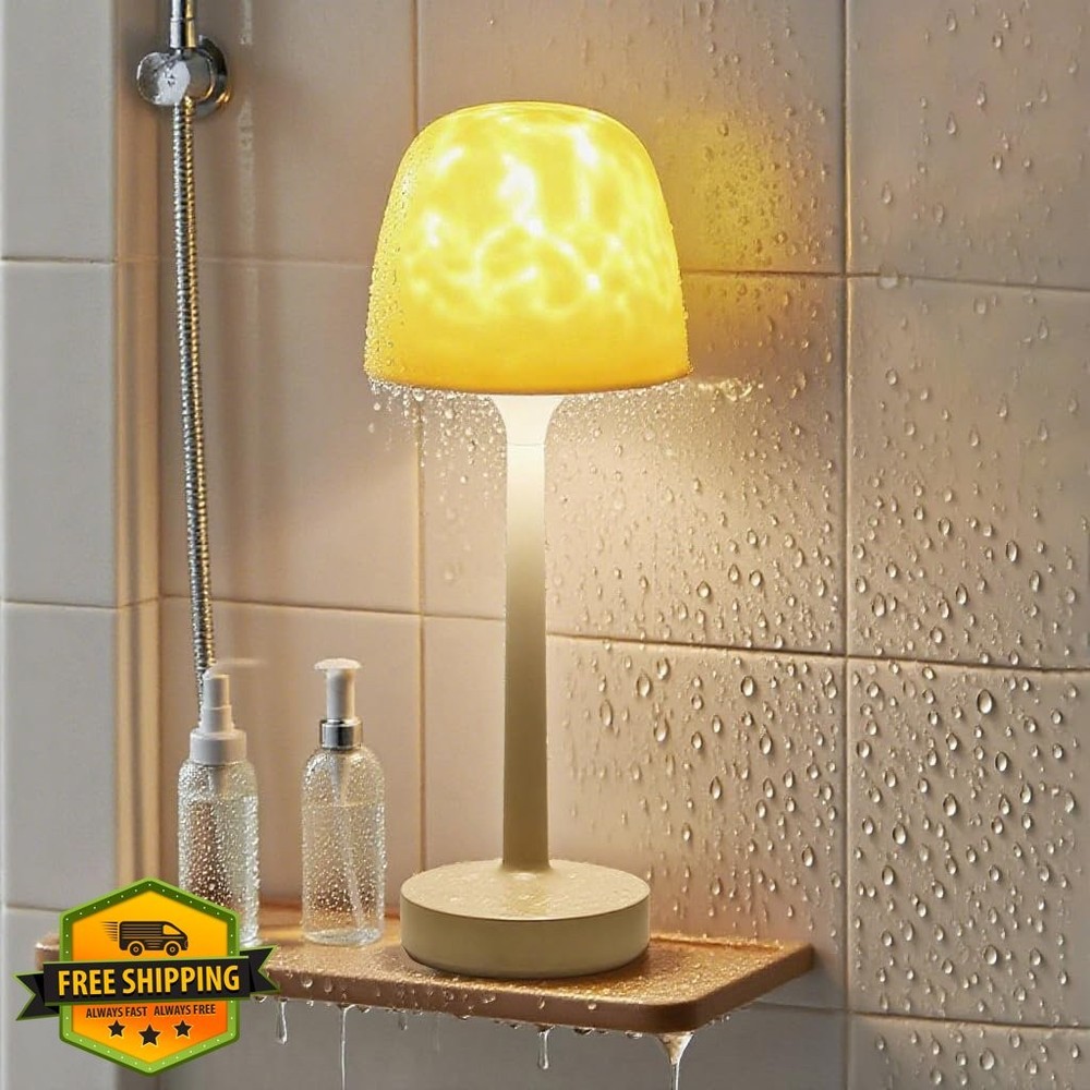 Funlenry Shower Lamp Ocean Wave Projector Waterproof Rechargeable Light
