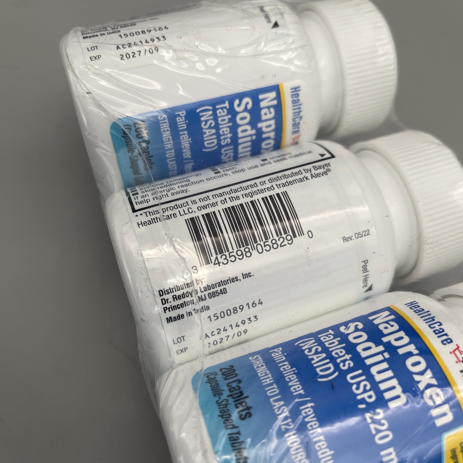 600 Caplets HealthCareAisle Naproxen Sodium Pain Reliever Tablets USP 220 mg