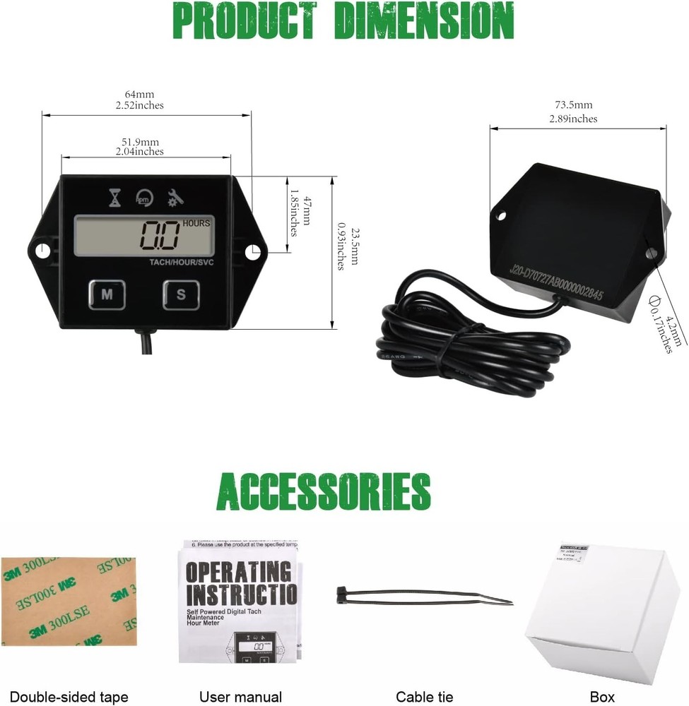 Compact Digital Tachometer with Countdown Timer - Perfect for Outdoor Equipment