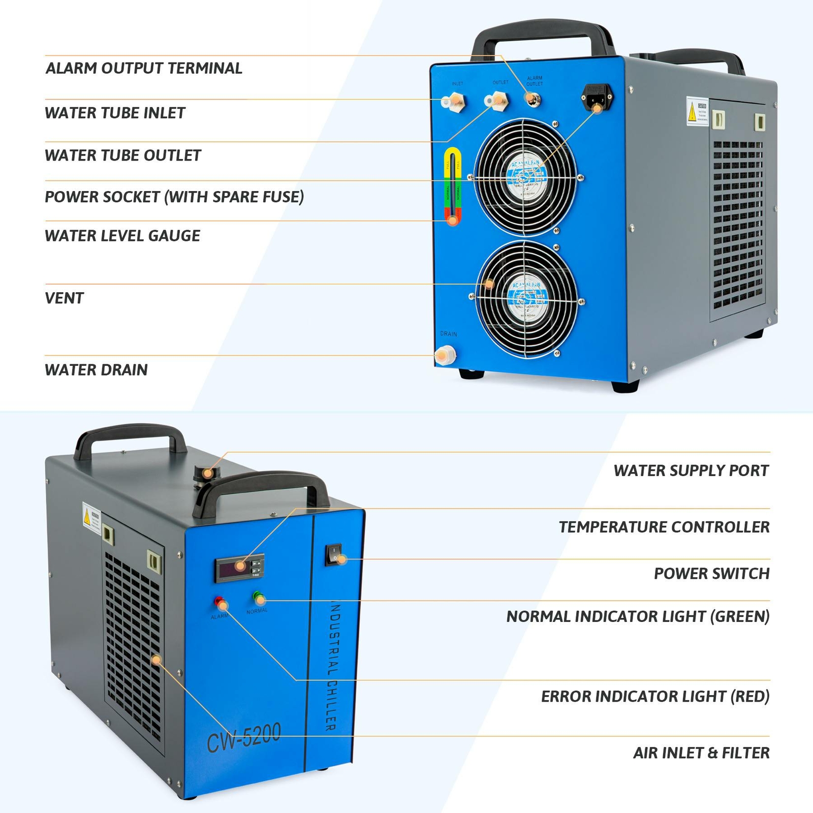 OMTech Industrial Water Chiller CW5200 for CNC CO2 Laser Engraver Cutter Marker