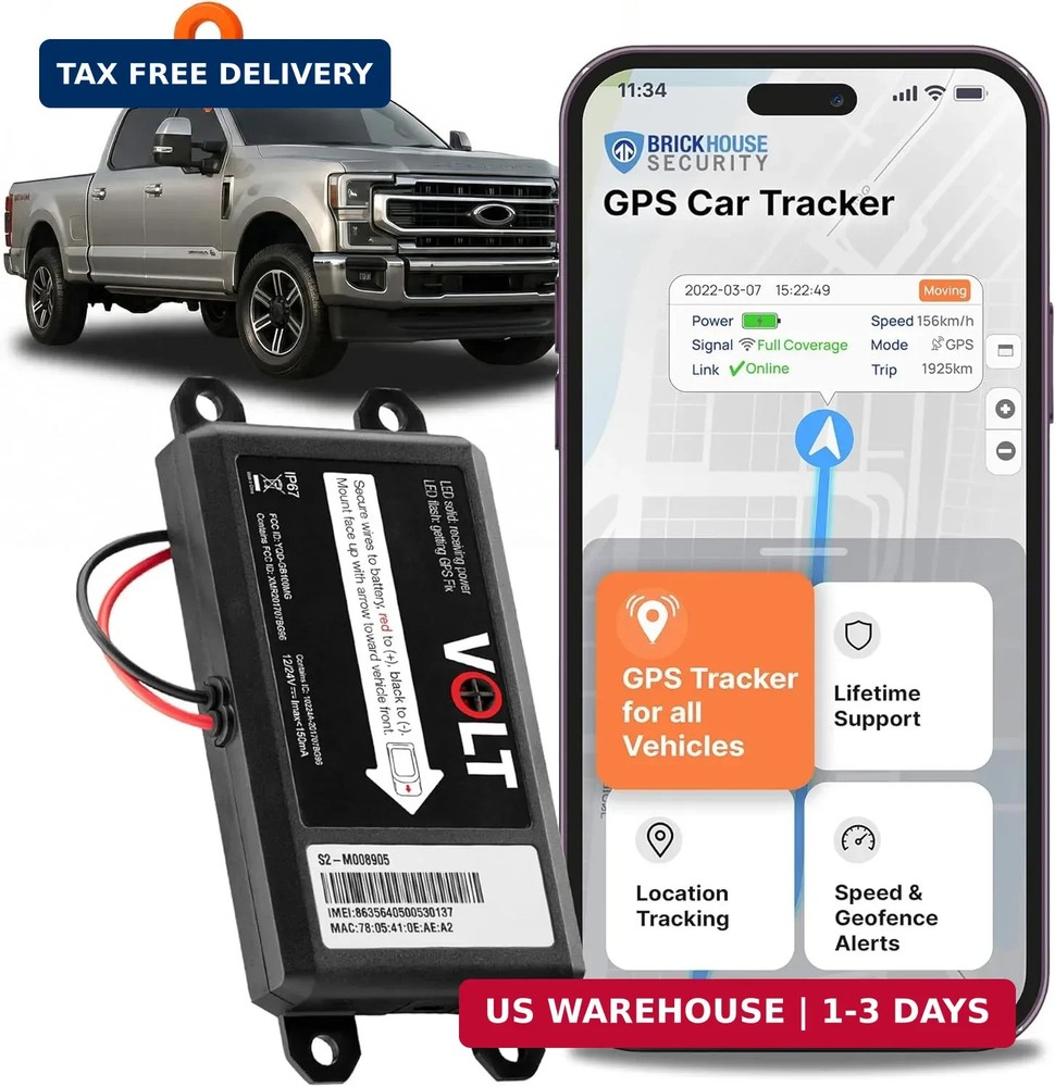 Brickhouse GPS Tracker for Vehicles - Livewire Volt 4G LTE Wired Car Tracker wit