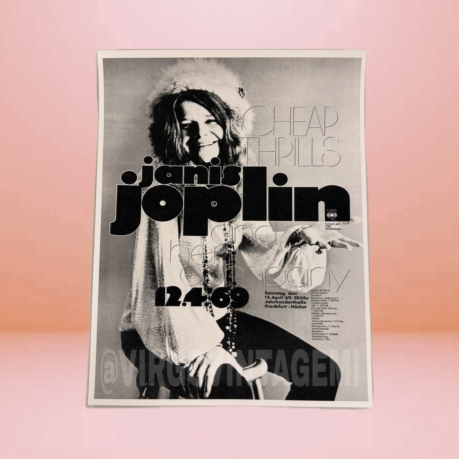 Janis Joplin and Big Brother & The Holding Company Flyer (April 12, 1969)