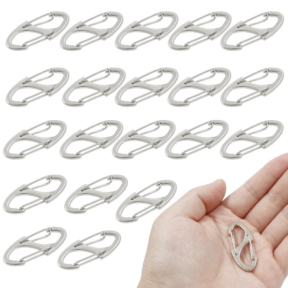 20 Pieces S Spring Snap Hook, Keychain Hook Metal Carabiner Clip, Double Snap...